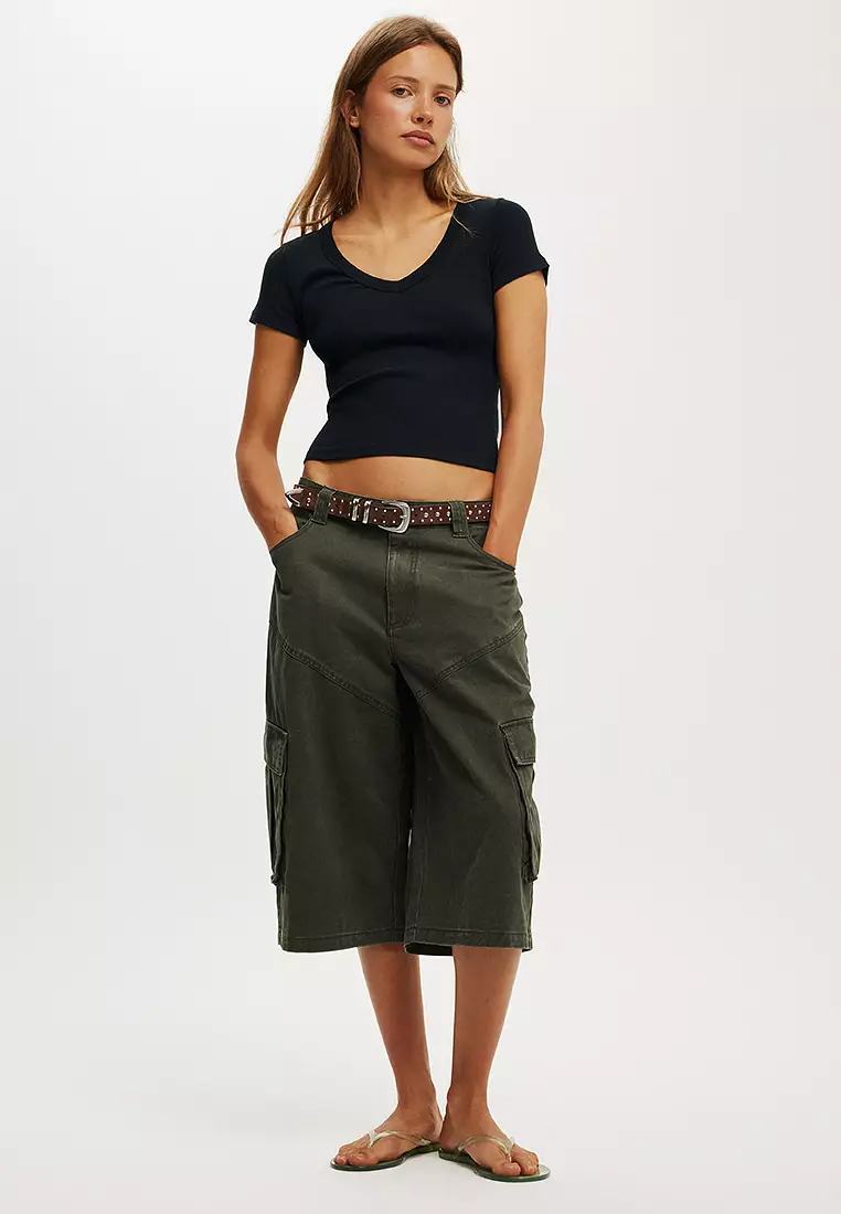 Goldie Rib V Neck Short Sleeve Tee