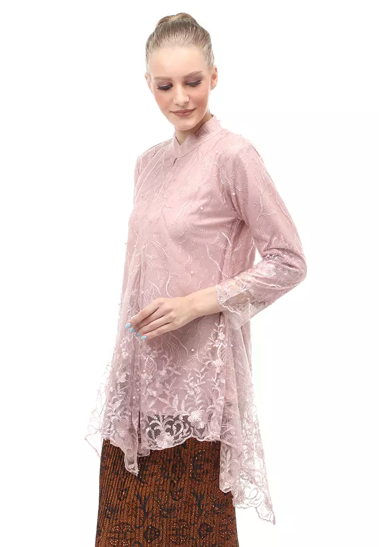 Kebaya Tunik Atasan Wanita Design Tulle Premium Quality - Rose Gold