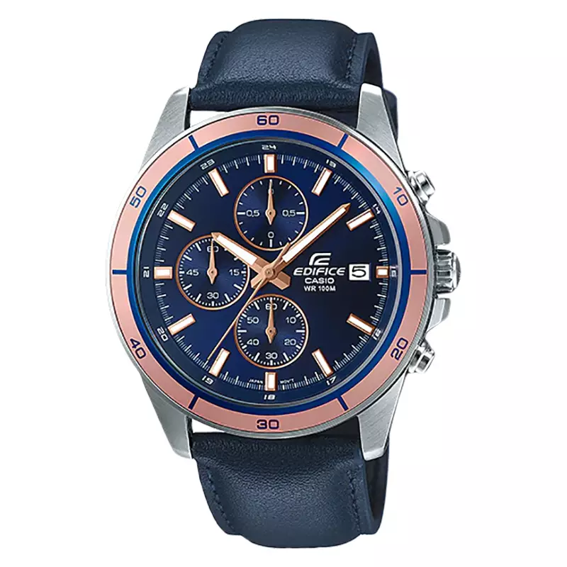 Casio edifice blue leather strap sales