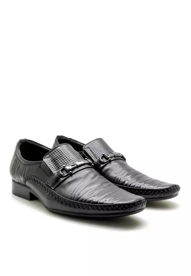 William Men Shoes Formal Pantofel Kulit Asli - Black