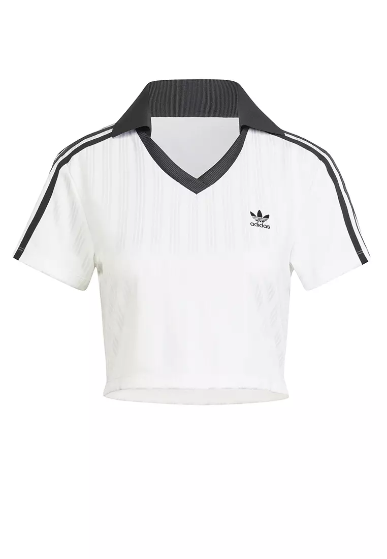 Adicolor Football Jacquard V-Neck Crop Polo Shirt