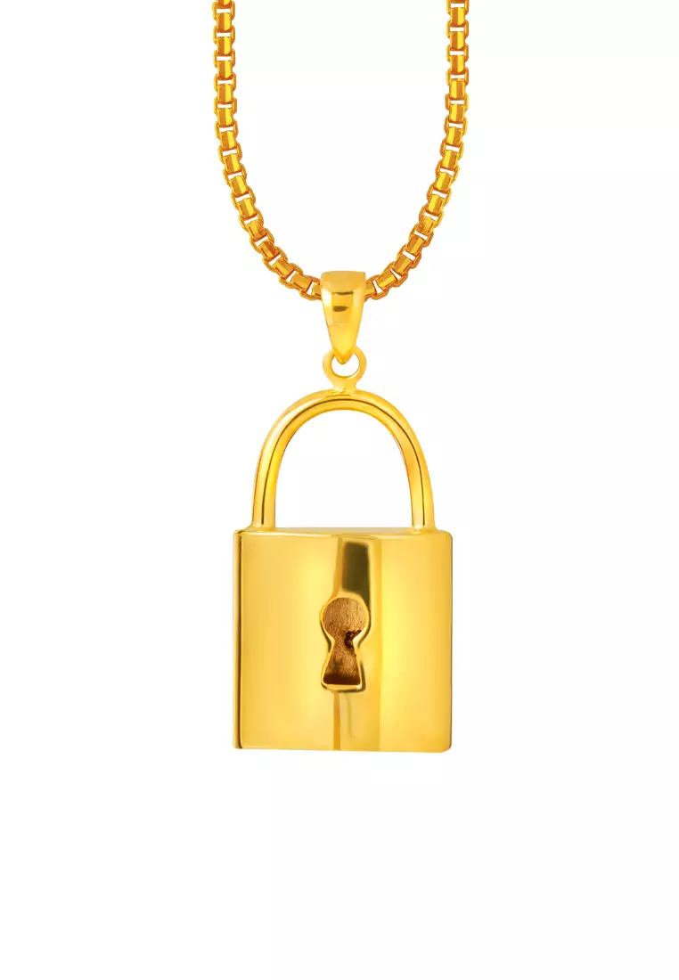 Gold necklace hot sale with padlock