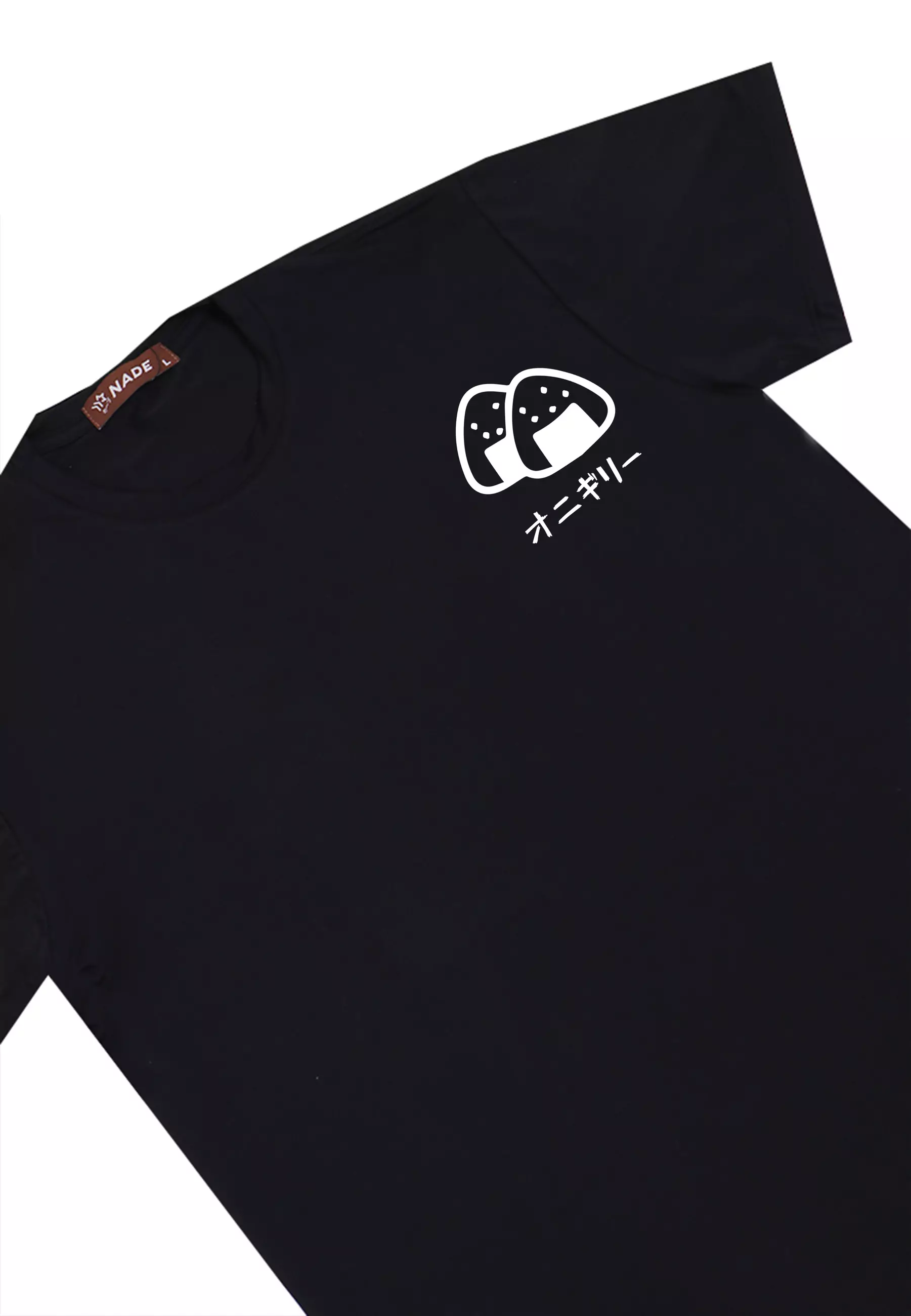 NTD28 kaos ringan anti kusut stretch cepat kering body fit pria Nade onigiri hitam