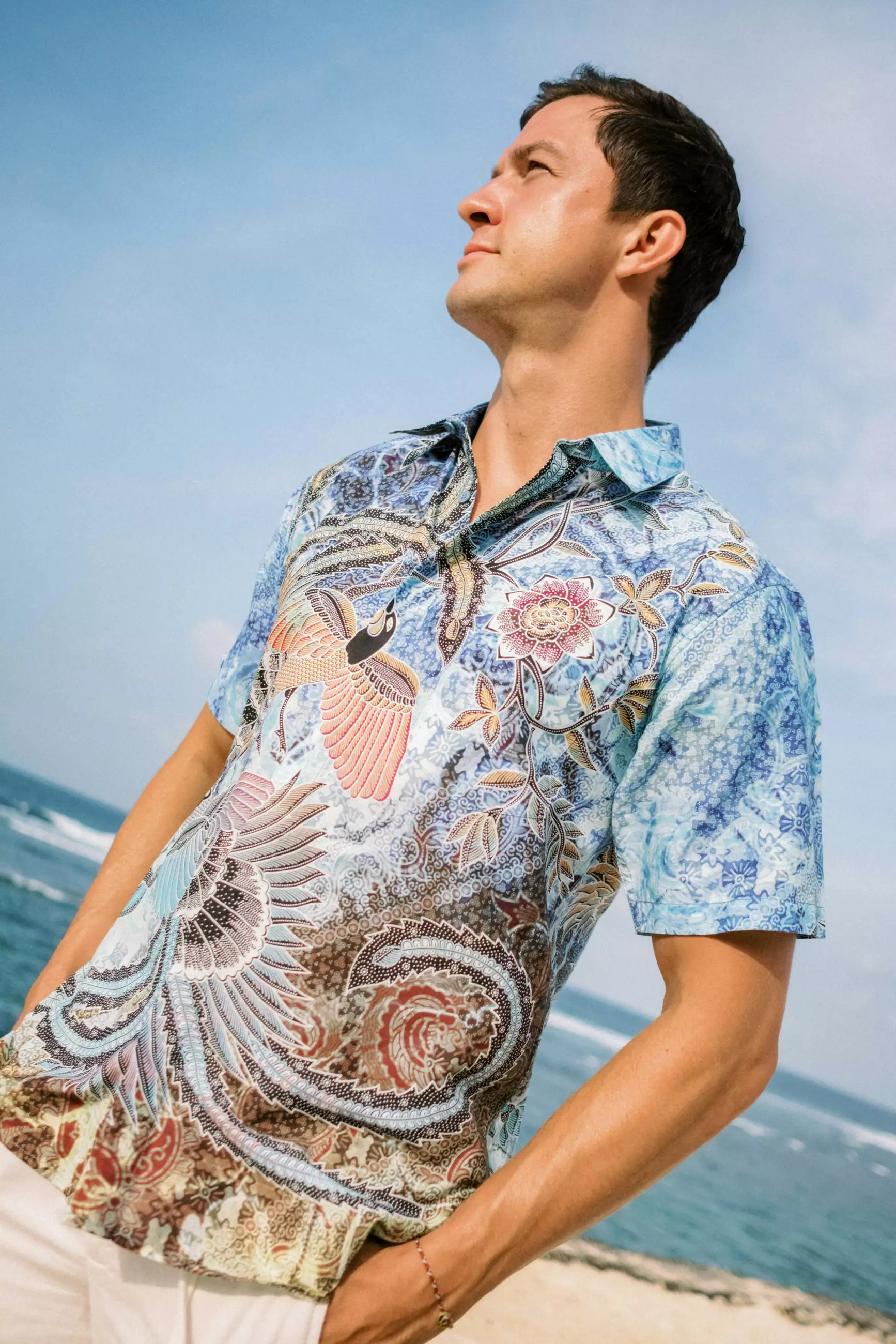 Naraya Blue Kemeja Pria  Pendek Slim Fit Digital Print