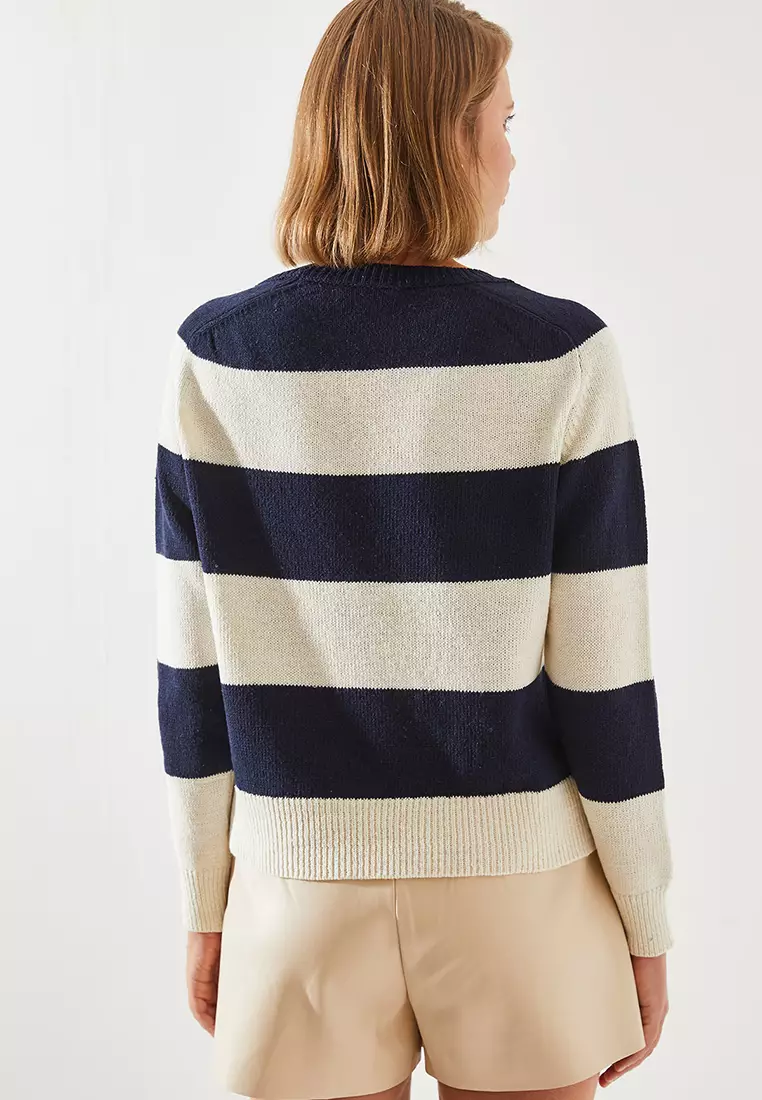 Stripe Raglan Sleeves Sweater