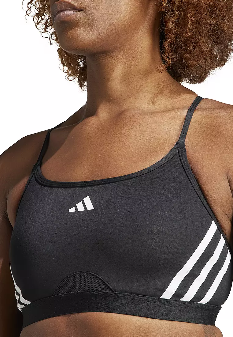 adidas Aeroreact Training Light-Support 3-Stripes Bra - Black