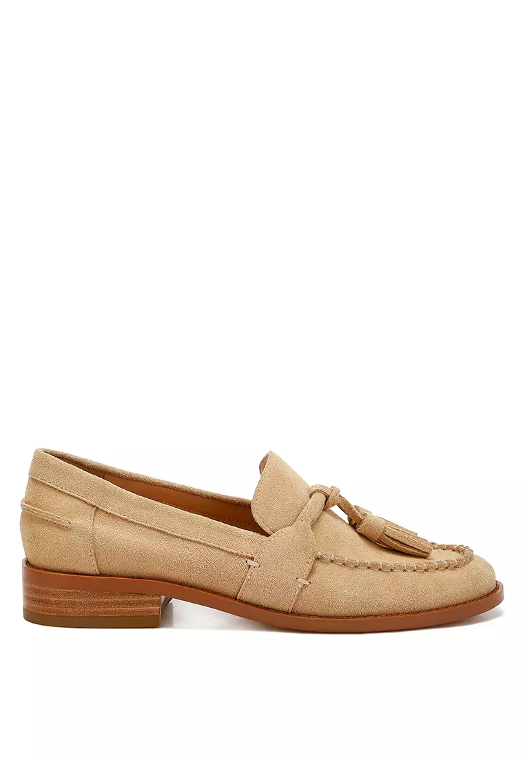 Discount on Rag & Co.  shoes - SKU: Beige Tassels Detail Suede Loafers