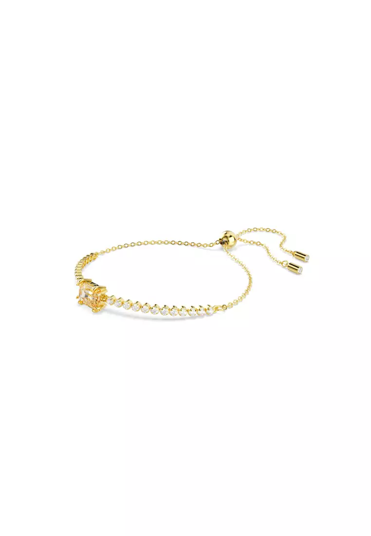 Matrix Tennis bracelet, Mixed cuts, Caramel, Gold-tone plated