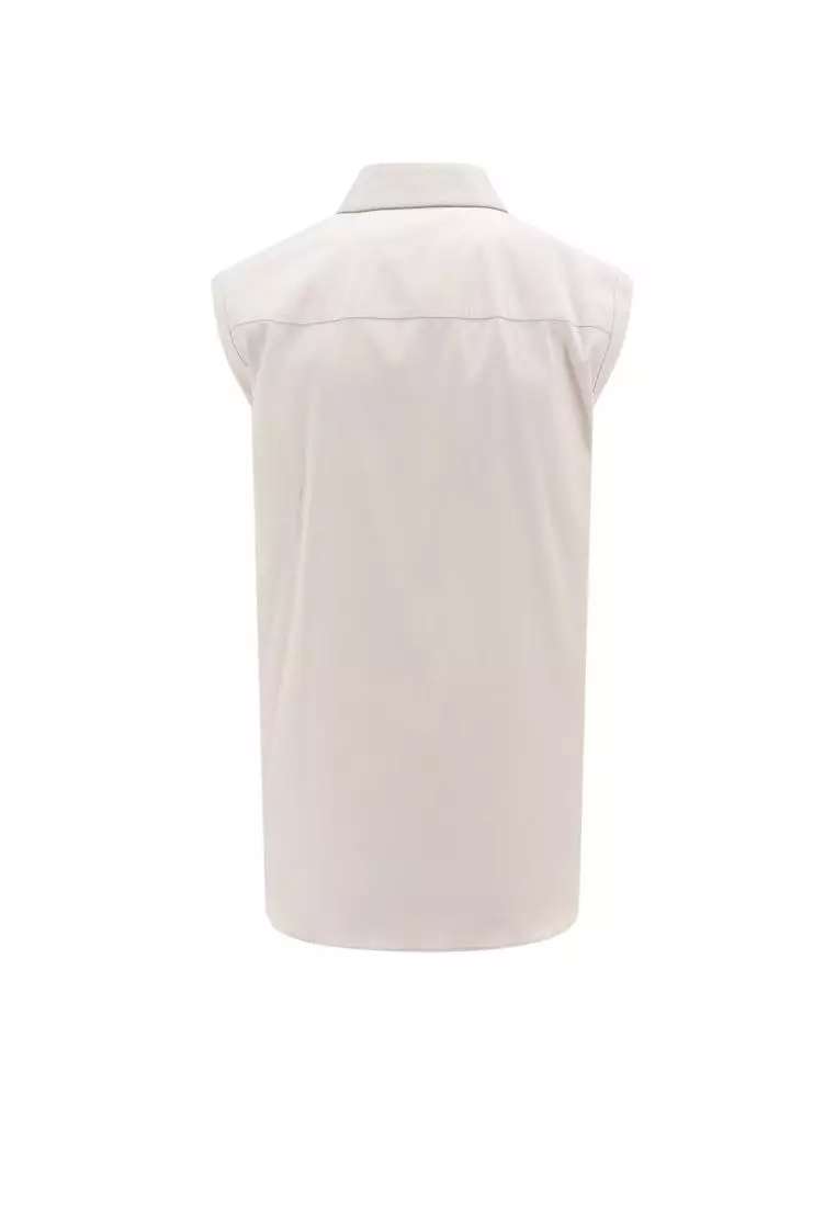 線上選購Brunello Cucinelli Sleeveless shirt with Monili details - BRUNELLO  CUCINELLI - White