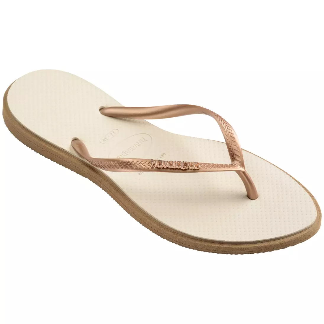 Havaianas 6842 Slim Point Rose Gold/Bege Palha - Sandal Wanita