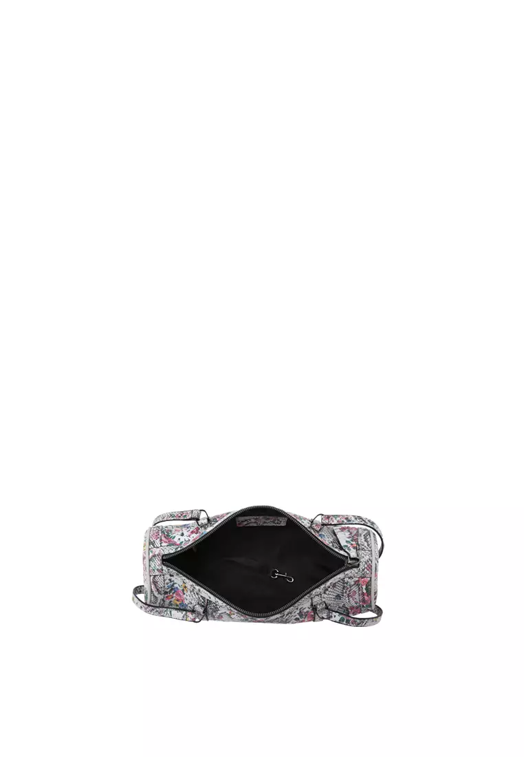 Barrel Baguette Bag - Snake Embossed Grey