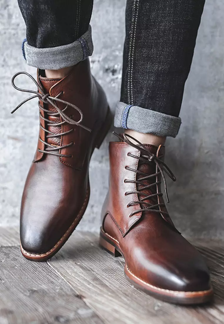 VANSA  Vintage Leather Mid Boots VSM-B02266