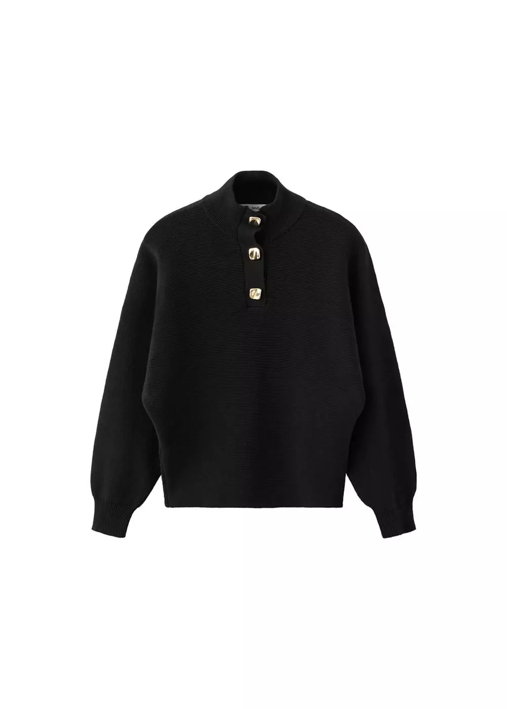 Sweater turtleneck dengan kancing permata sintetis