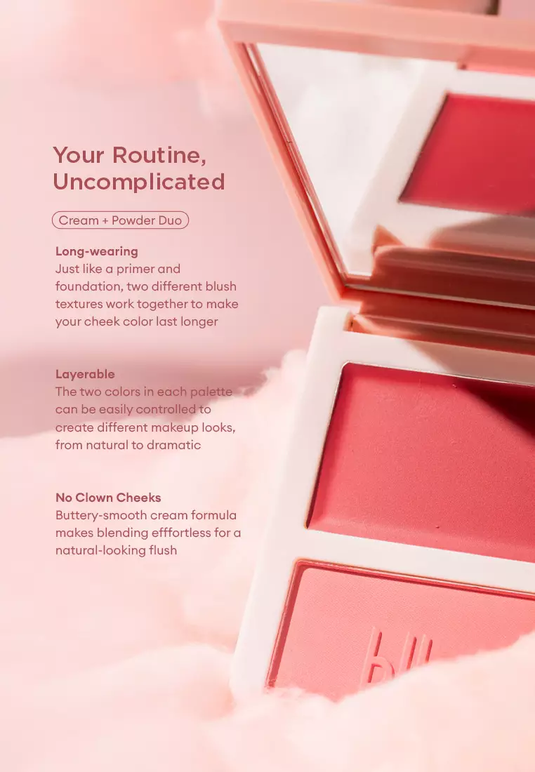 daydream dual blush palette cream+powder - peach cloud