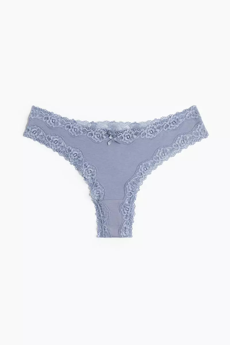 5-pack cotton and lace Brazilian briefs