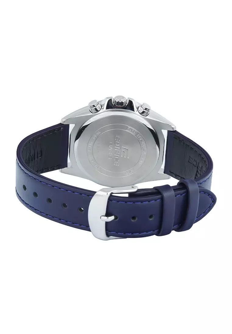 Casio Edifice Chronograph EFV-630L-7AV Jam Tangan Analog Pria White Dial - Blue Leather Strap
