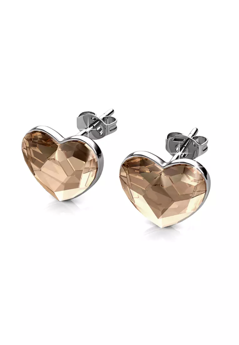 Fond Love Earring Champagne - Anting Crystal Swarovski by Her Jewellery