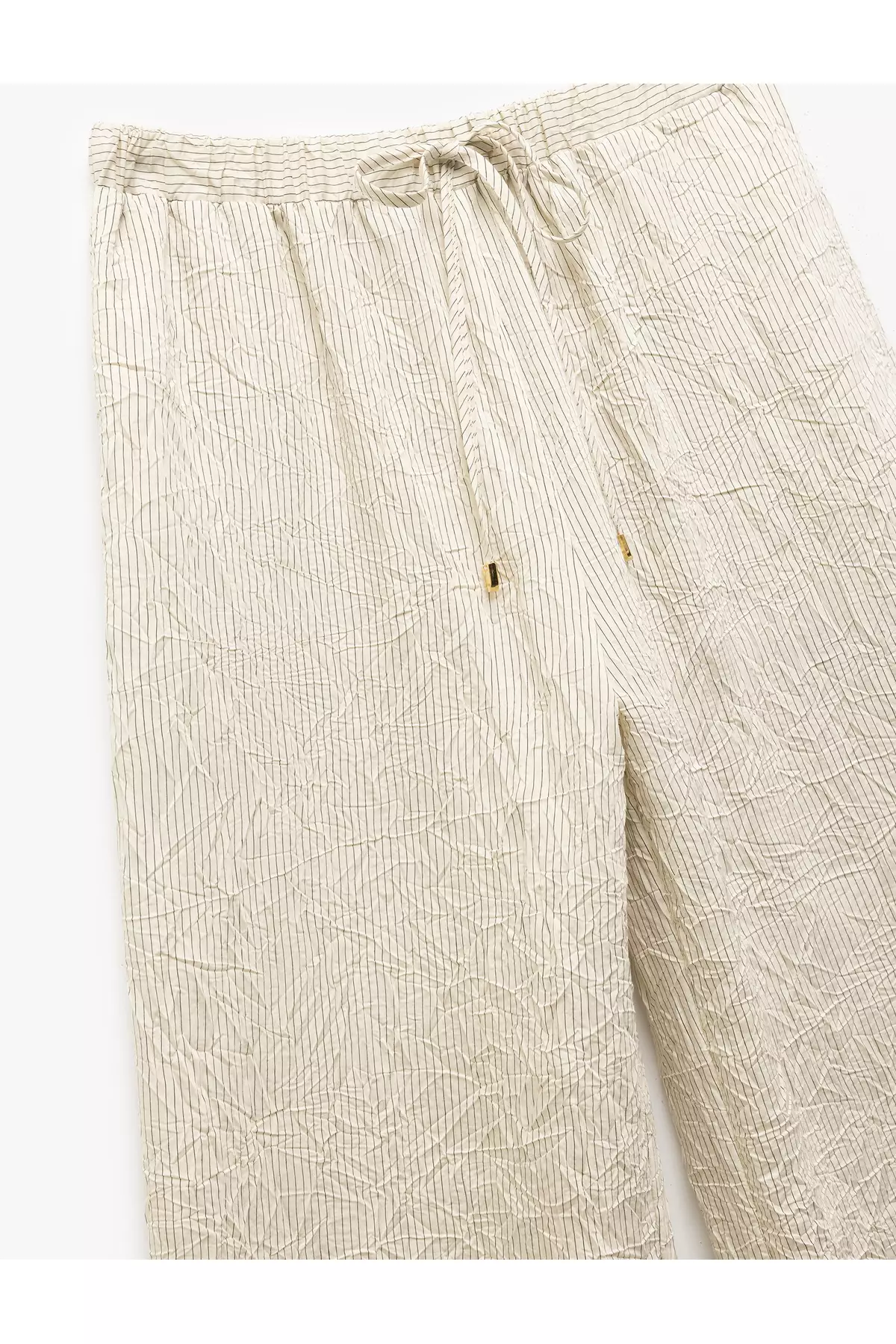 Viscose Fabric Comfortable Fit Pocket Textured Straight Loose Leg Trousers