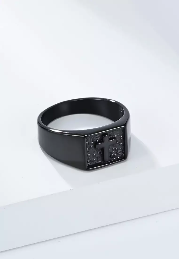 Titanium Steel Cross Stamp Ring JW QF-JZ1047