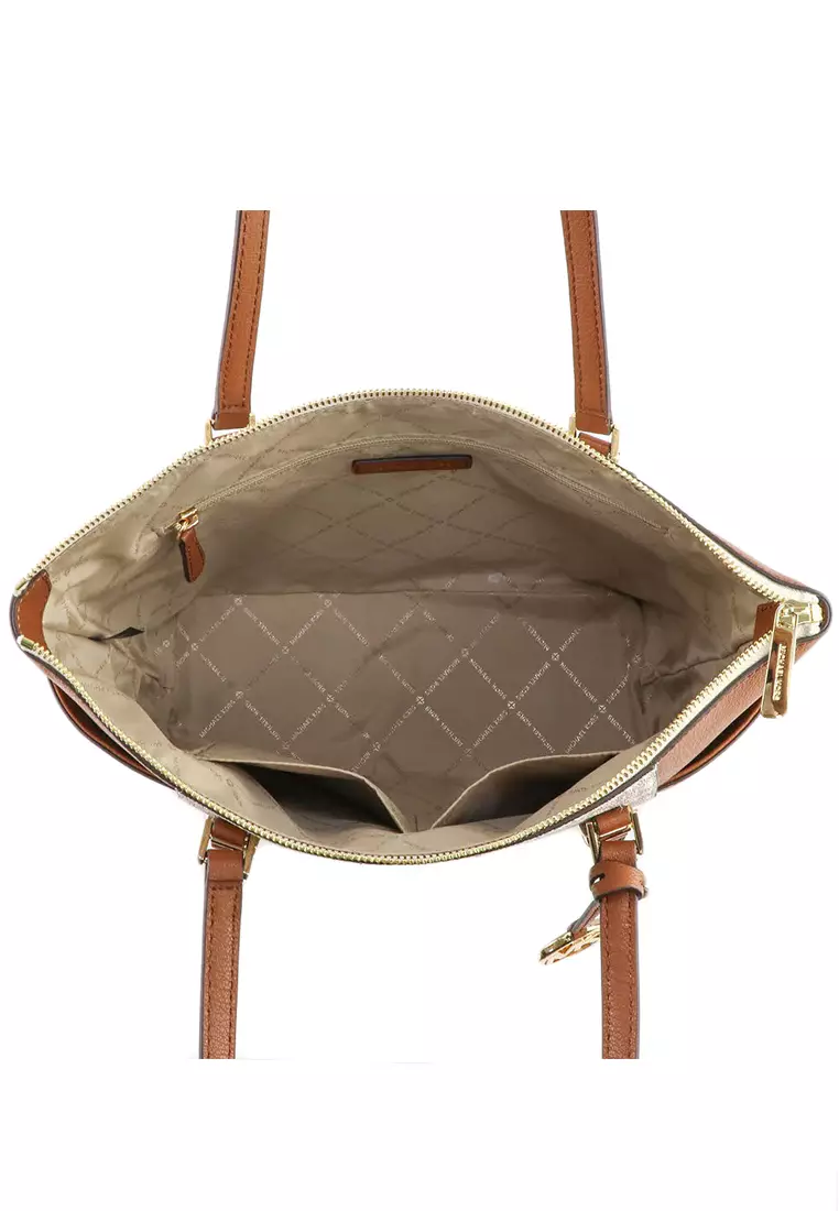 Charlotte Large Tote Bag In Signature - Vanilla/Brown