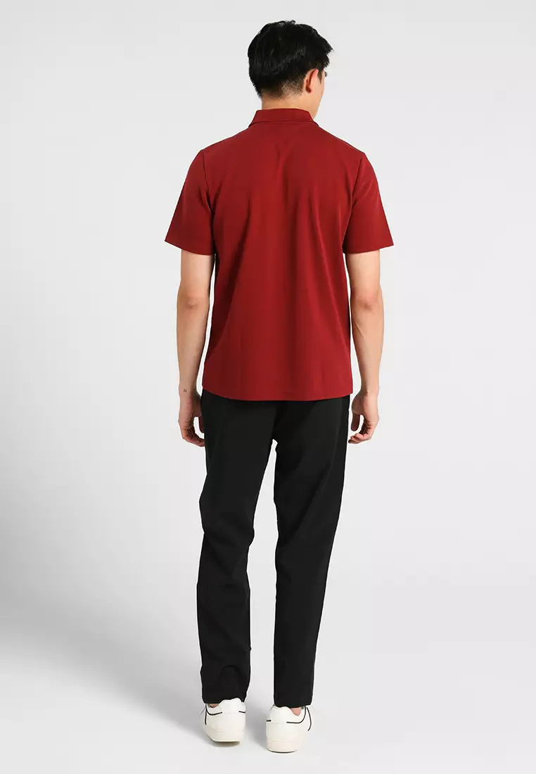 MANZONE - Kaos Polo Lengan Pendek Pria Grim 7 Slim Fit - Maroon Warna Maroon
