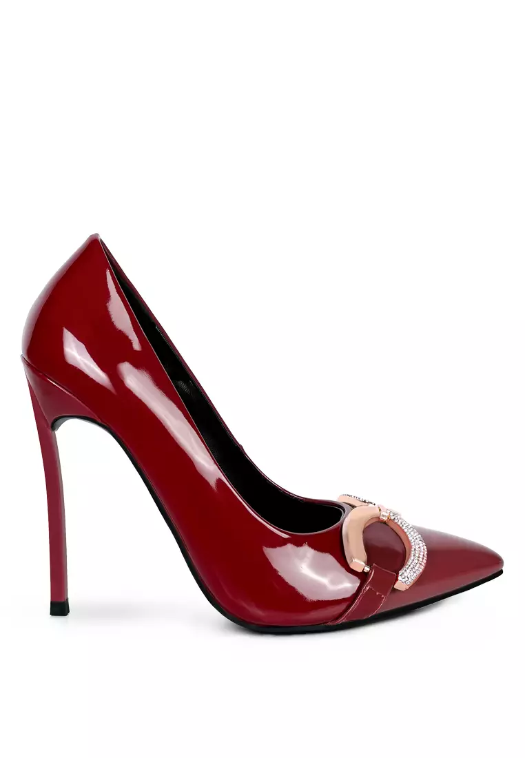 Discount on Rag & Co.  shoes - SKU: Burgundy Brooch Stiletto Sandals