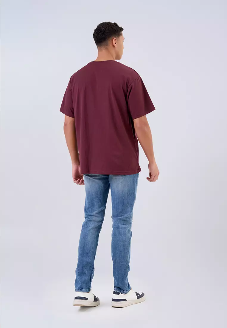 MANZONE Kaos Pria Lengan Pendek MZT-GOODTHINGS-MA - MAROON