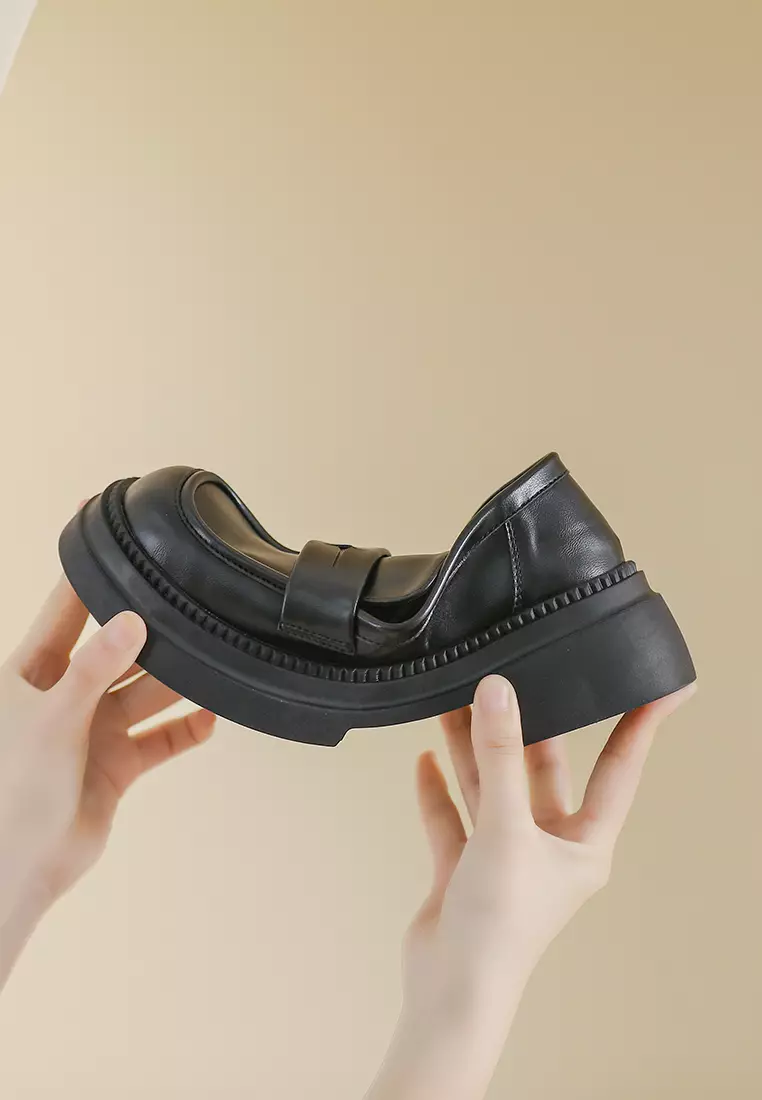 Platform Penny Microfiber Leather Loafers WW969-1