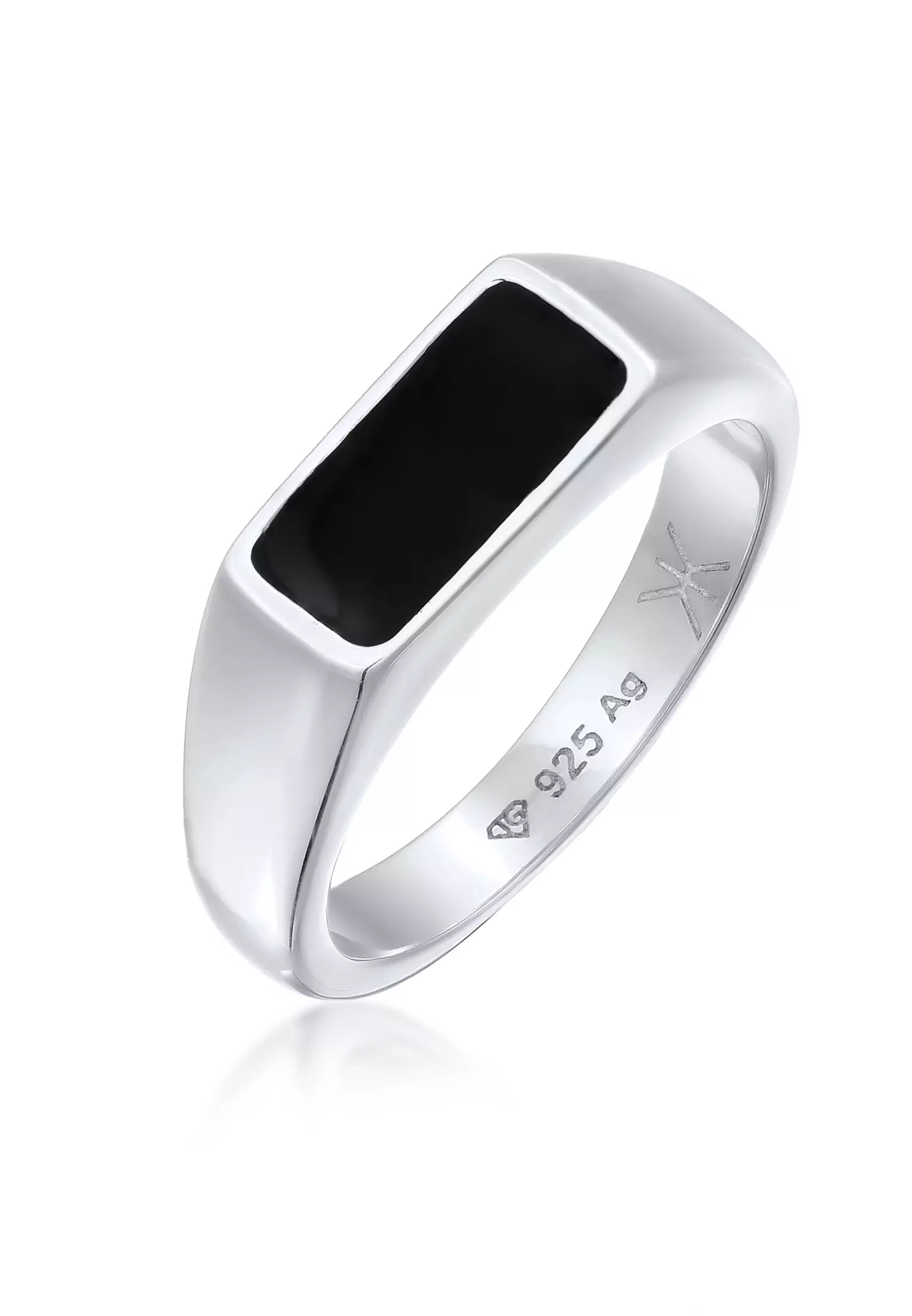 Buy Kuzzoi Ring Men Signet Enamel Silver 2025 Online | ZALORA