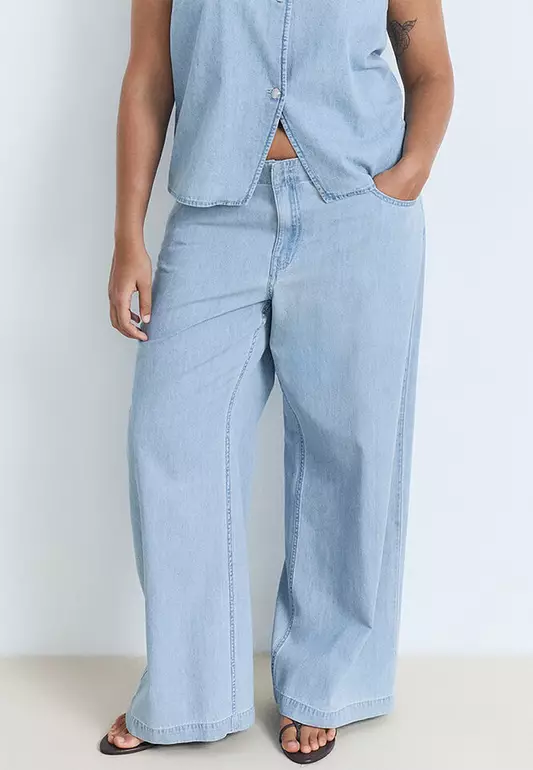 Wide-Leg Denim Trousers