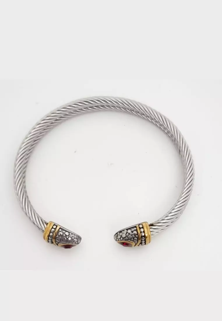 Ruby Eyed Premium Stainless Steel Bracelet Gelang Wanita Silver