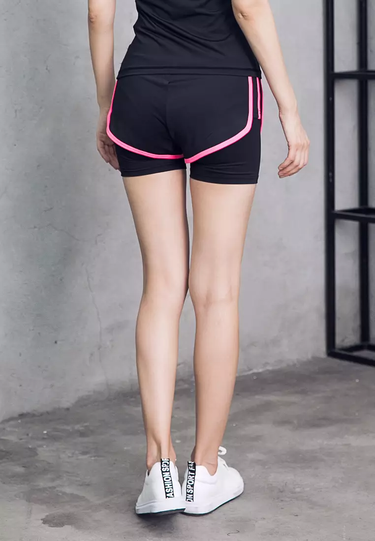 Buy YG Fitness Two-Layer Quick-Drying Running Fitness Yoga Shorts 2024  Online
