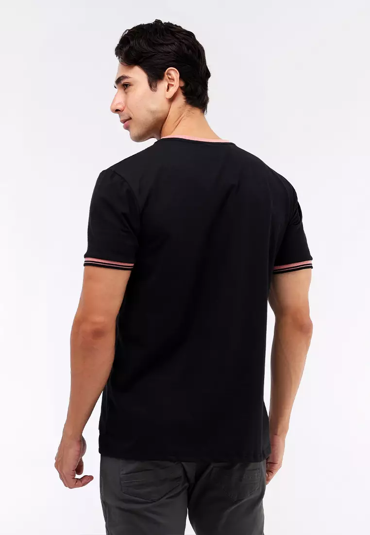 Round Neck Streaky Short Sleeves