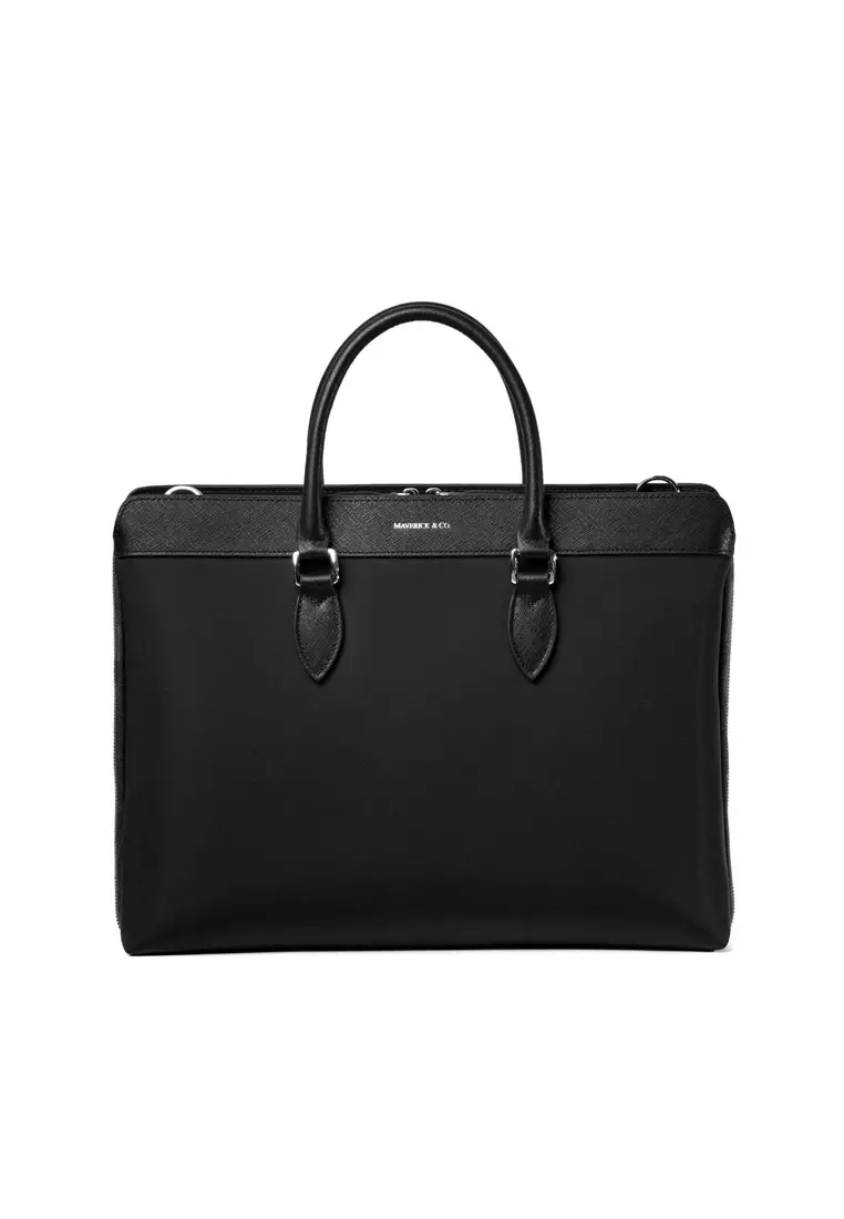 Buy Maverick & Co. Maverick & Co. Alpha Leather-Trimmed Briefcase Black ...