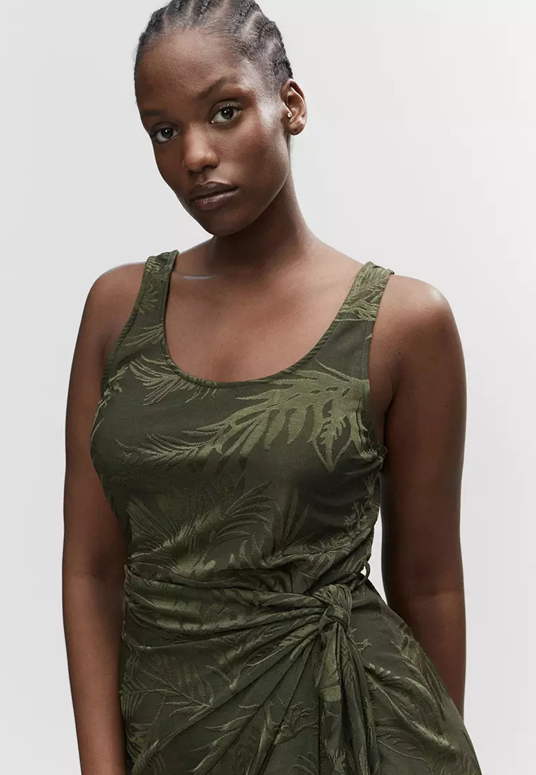 Jacquard Dress Mango Satin Floral Dress Buy Mango Knotted Jacquard