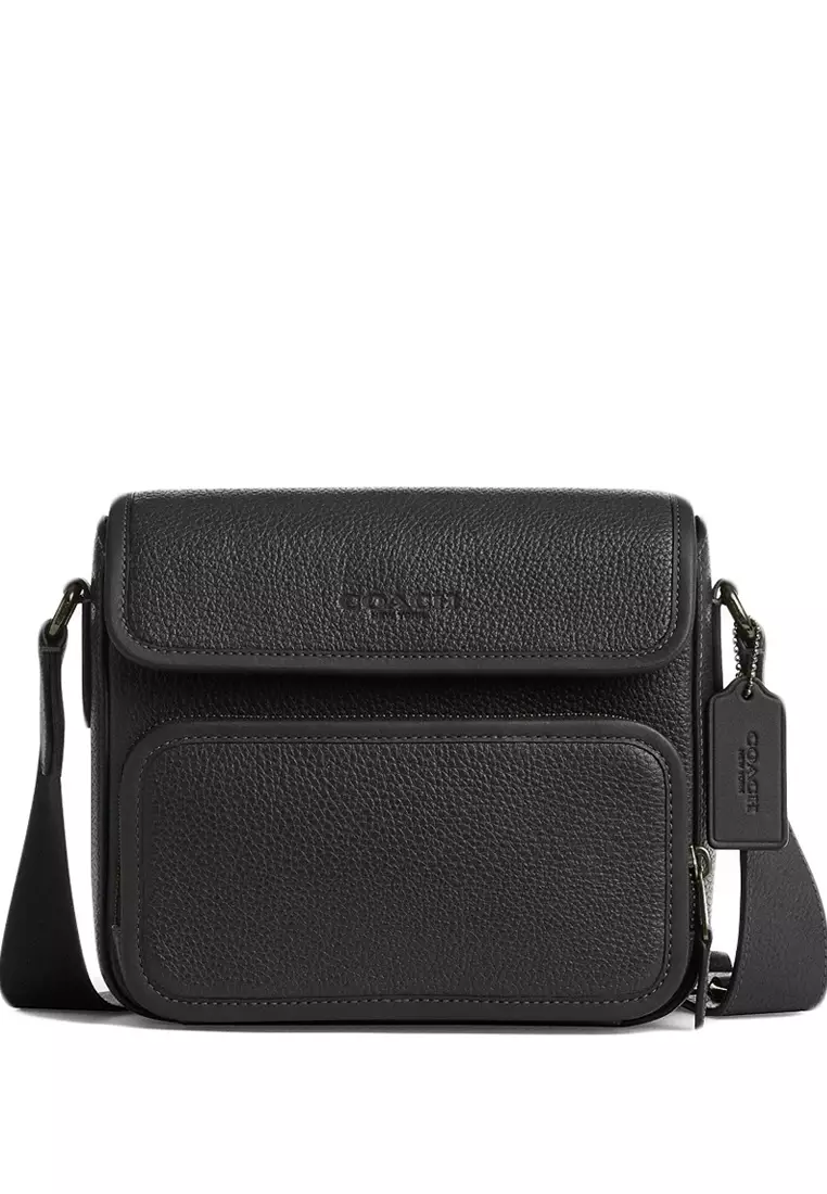 Mens Sullivan Flap Crossbody Bag - Graphite Black