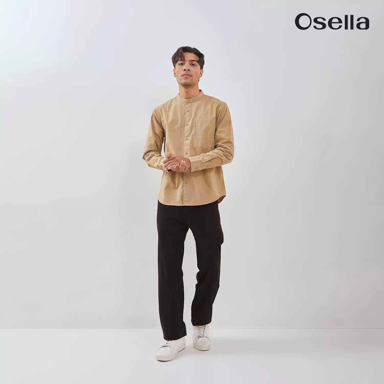 Osella Rayyan Long Sleeve Koko Shirt With Vertical Pocket 203T660138 | Kemeja Koko Raya Lengan Panjang Pria
