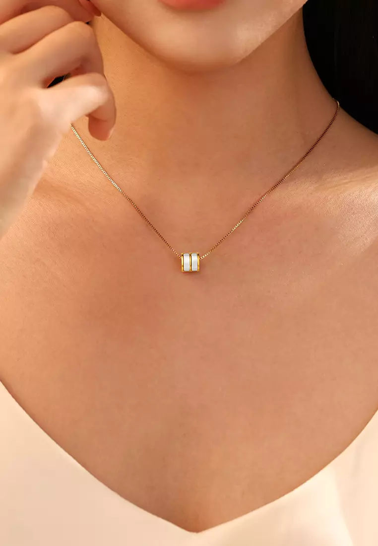 Kalung Wantia Korea Style Pasangan Original Cewek Titanium Kotak Indah gold