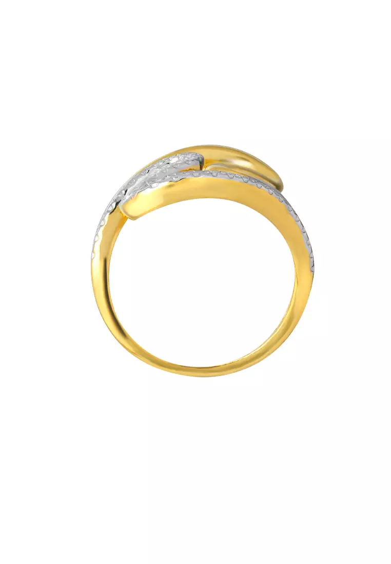 TOMEI Diamond Cut Collection Z-Wave Ring, Yellow Gold 916