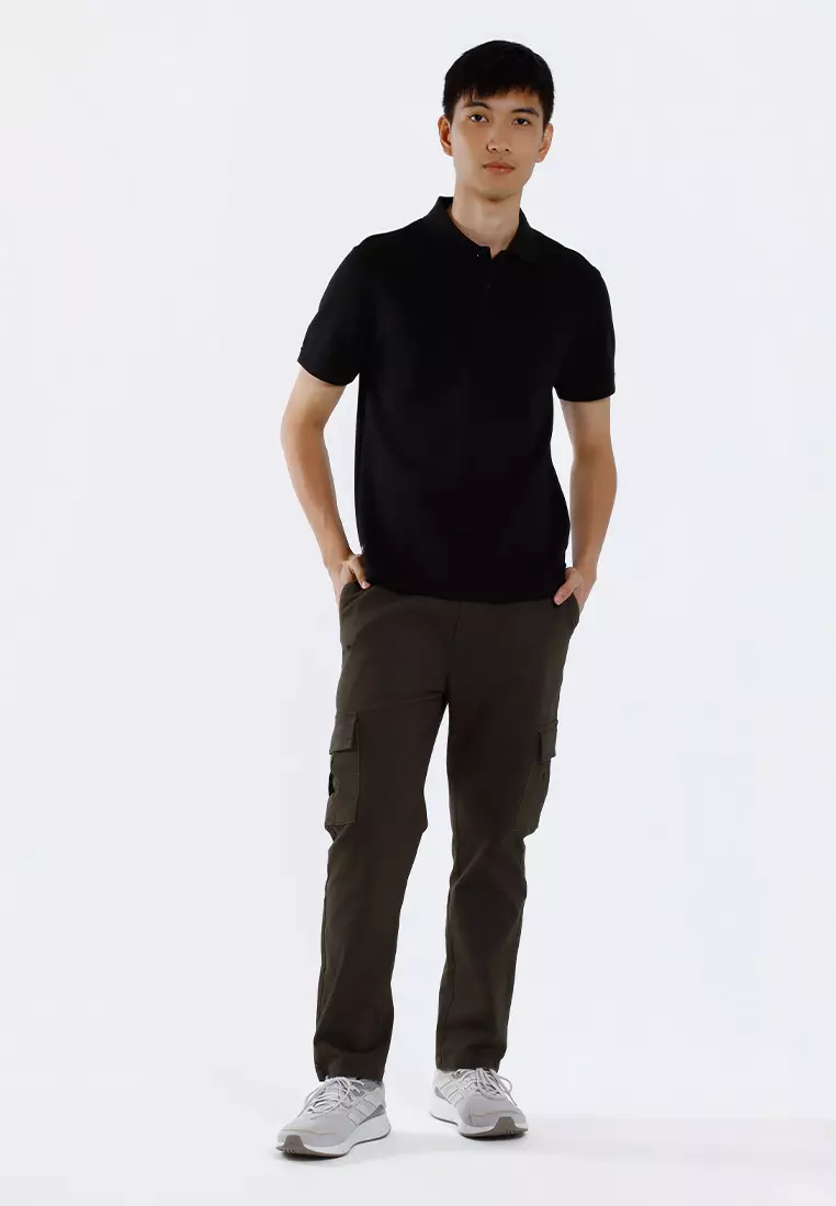 Forest Mens Stretchable Cotton Slim Fit Polo Tee - 23961-01Black