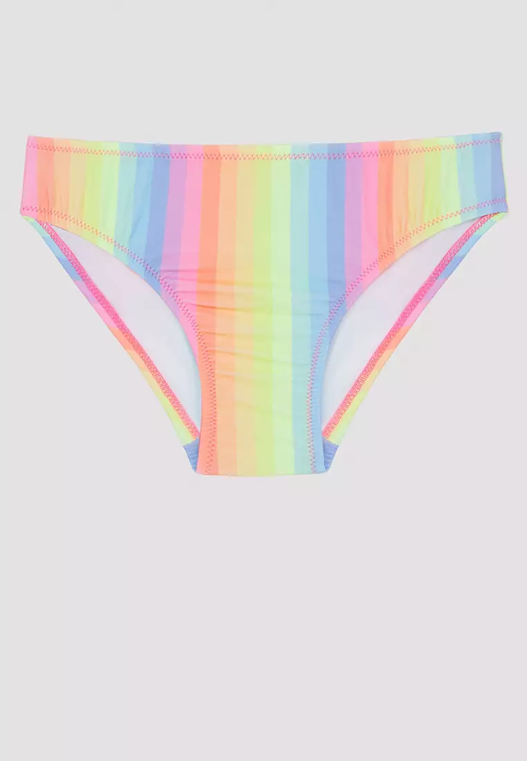 Rainbow striped cheap bandeau bikini