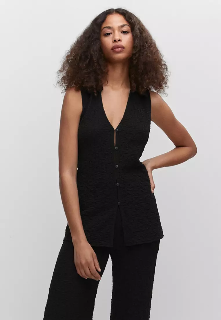 Buy Mango Textured Polo Neck Waistcoat 2024 Online ZALORA Singapore