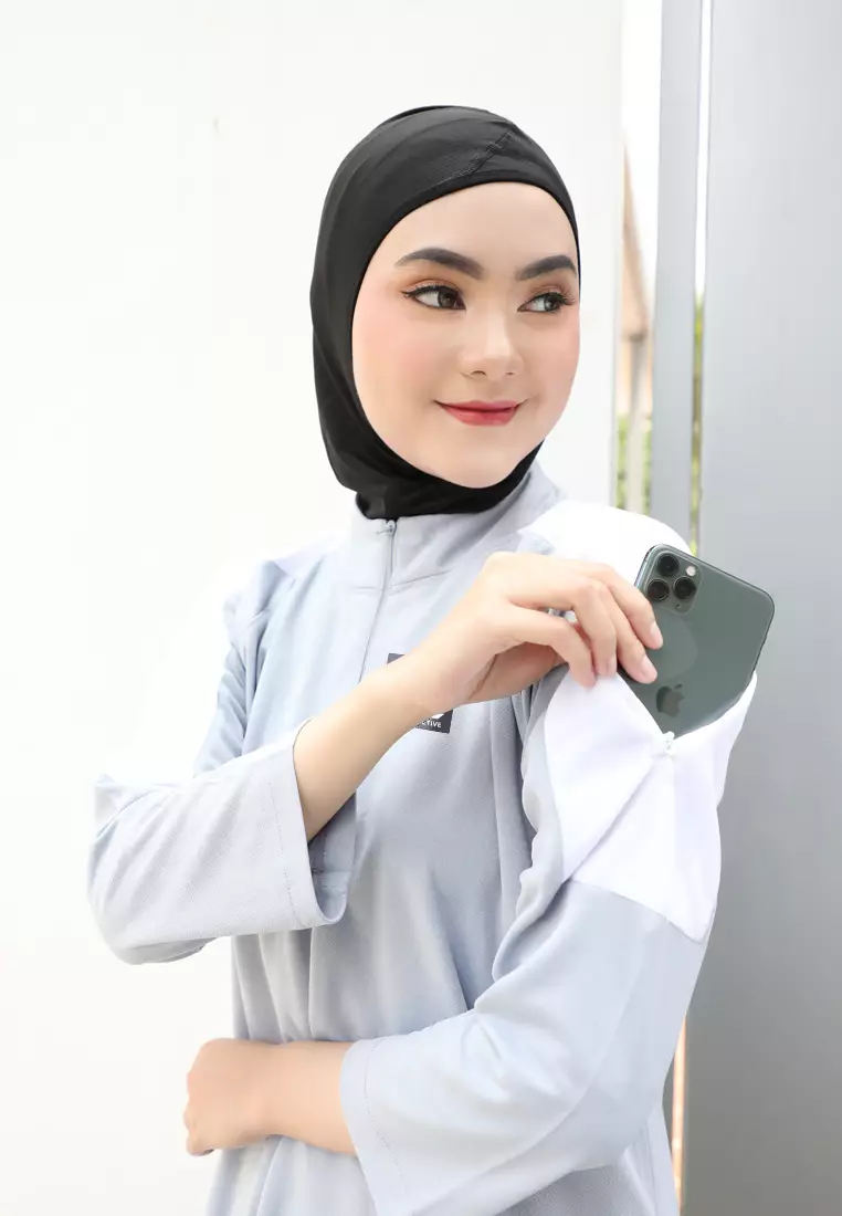 Zelena - Noa Zipper Sport Tunic | Atasan Olahraga Wanita - Grey