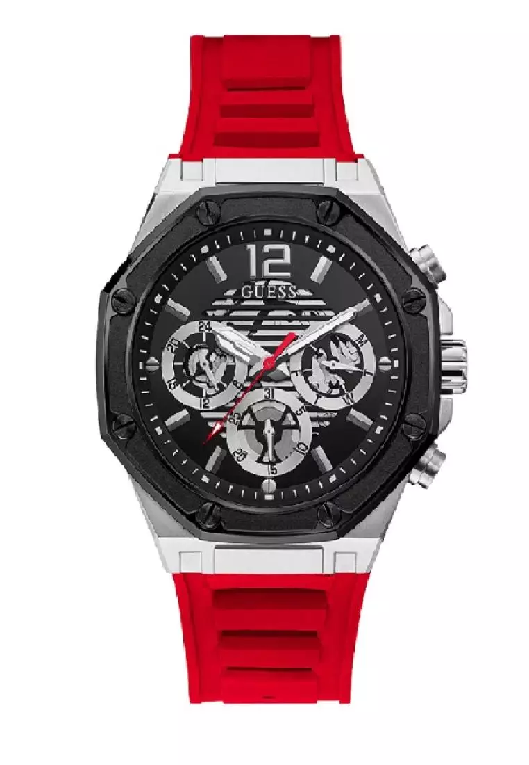 Buy Guess GUESS GW0263G3 SILVER TONE CASE RED SILICONE MEN S WATCH