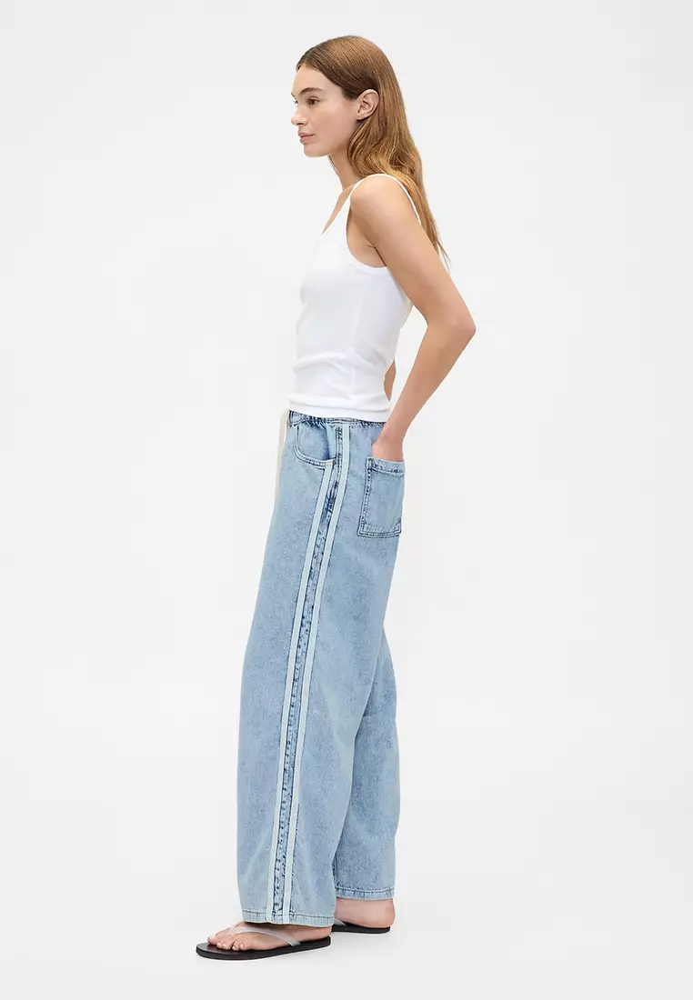 Wide Leg Jeans with Side Stripe