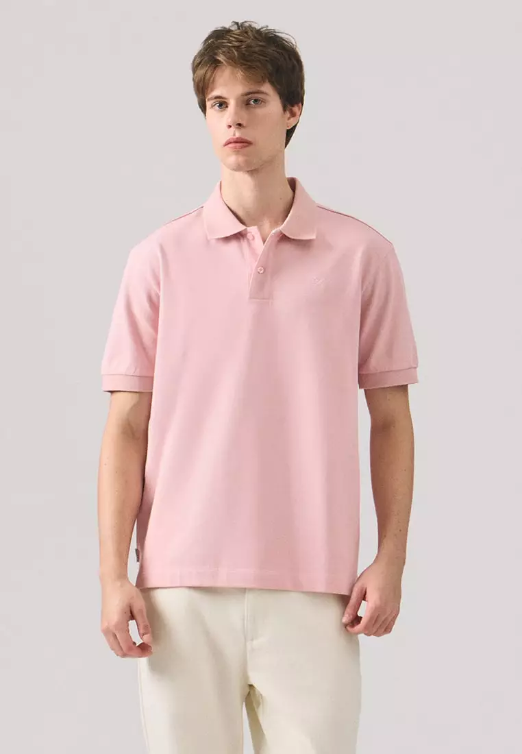 Regular Fit Polo Shirt With Textured Jacquard Collar In Micro Pique