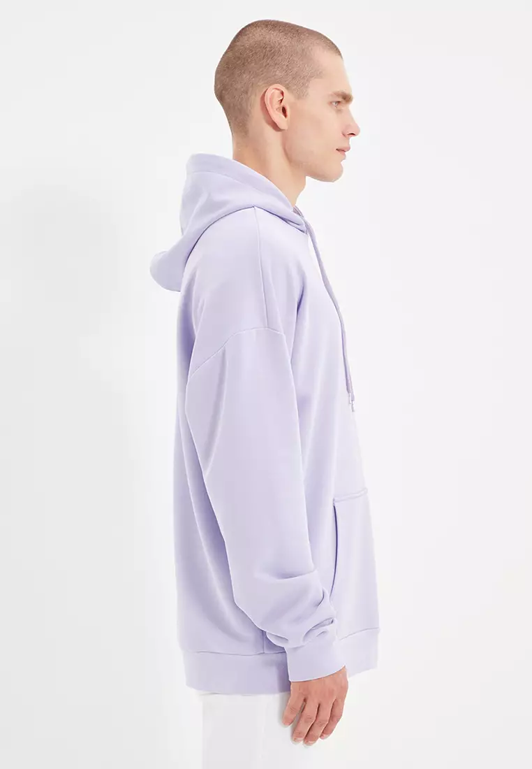 Basic Oversize Hooded Sweatshirt with Patched Label