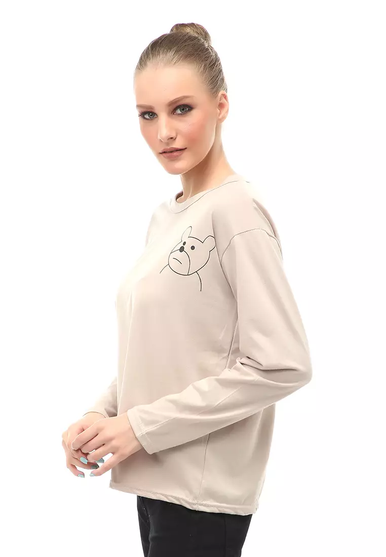 Dreama Kaos Oversized Long Sleeves Atasan Wanita Relaxed Fit - Bepan Bubu The Bear