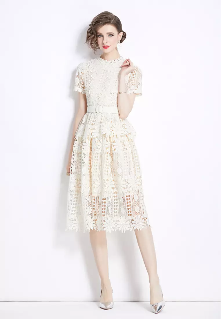 Zalora white lace dress on sale