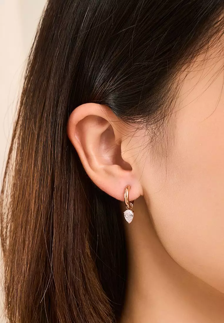 Dina Teardrop Hoop Earrings in Rose Gold